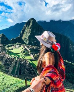 Aerial view of Machu Picchu with Huayna Picchu in the background